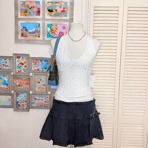 Dainty light blue floral halter top